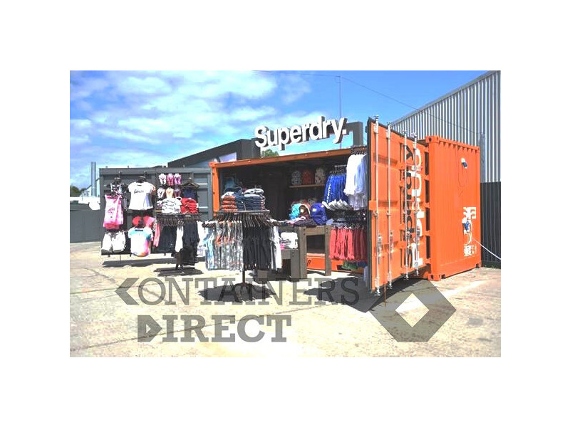Shipping Container Conversions 20ft Full Side Access - Superdry Pop-up Shop click to zoom image