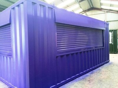 Shipping Container Conversions 20ft x 14ft with roller shutters