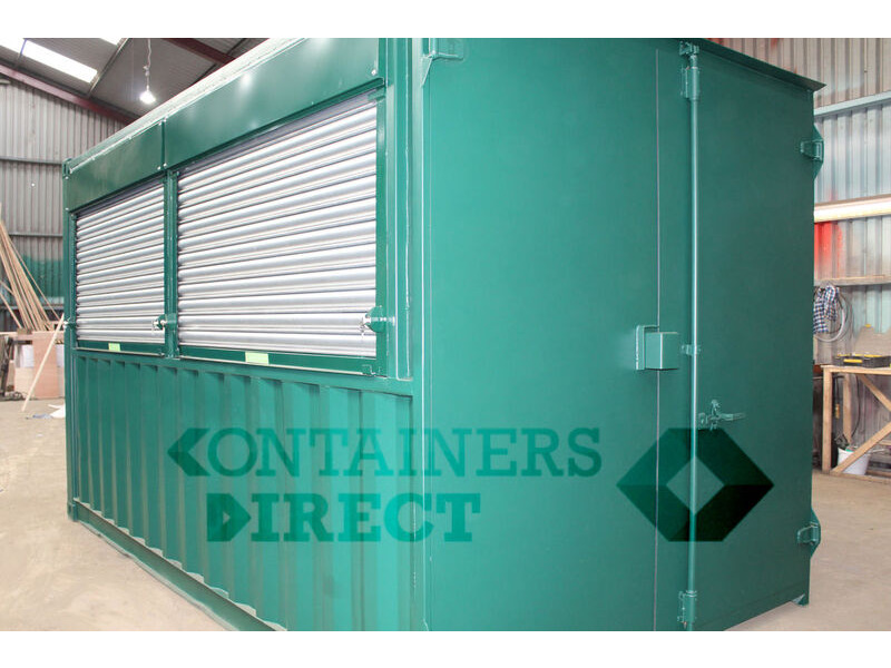 Shipping Container Conversions 14ft pop up bar with roller shutter hatch click to zoom image