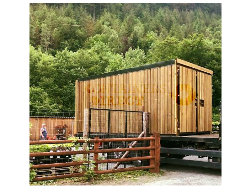 Shipping Container Conversions 20ft Siberian Larch cladded farm shop CS44416 click to zoom image