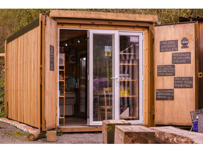 Shipping Container Conversions 20ft Siberian Larch cladded farm shop CS44416 click to zoom image