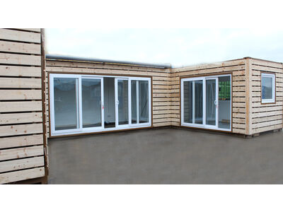 Shipping Container Conversions 3 x 20ft joined up store, workshop and kitchen click to zoom image