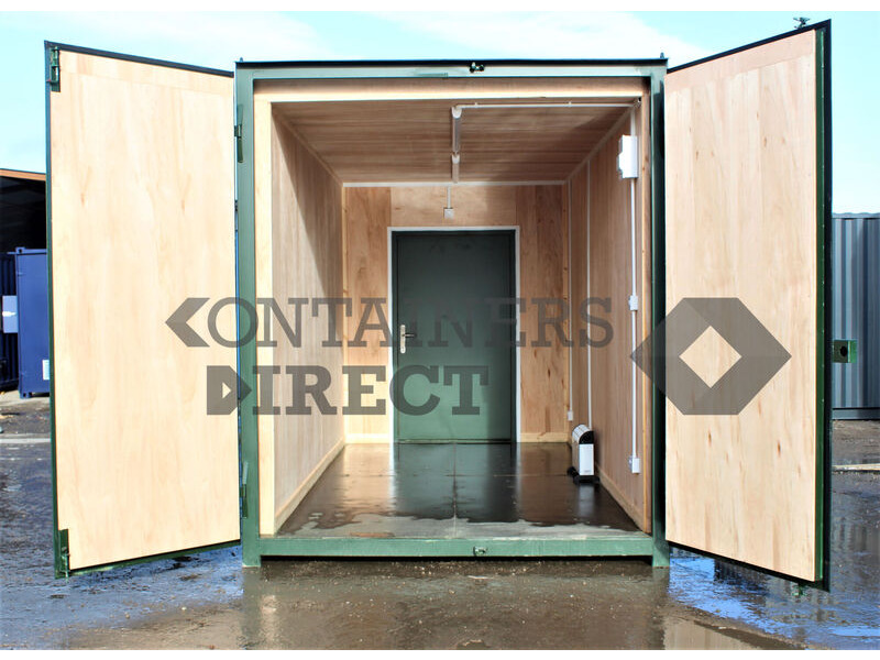 Shipping Container Conversions 15ft ply lined storage unit with floodlight click to zoom image
