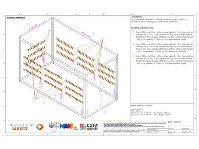 Shipping Container Conversions 16ft High Cube Container Fitted with 21 Coat Rails click to zoom image