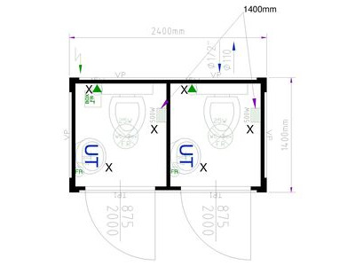 TOILET CABINS 8ft double toilet cabin CTX08 click to zoom image