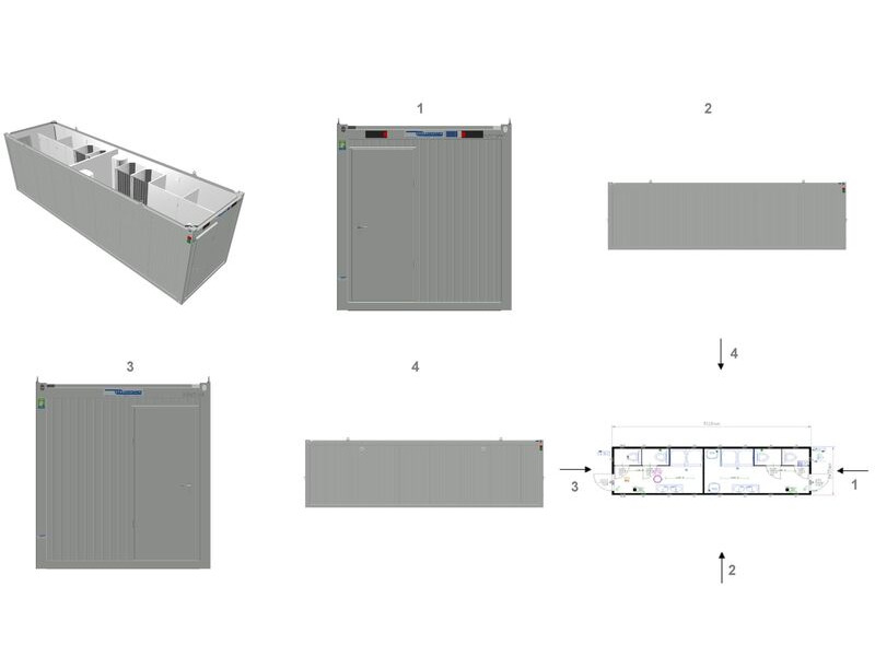 TOILET CABINS 30ft toilet cabin CTX30S with shower block click to zoom image