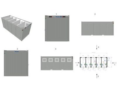 TOILET CABINS 20ft toilet cabin with 5 cubicles CTX205 click to zoom image