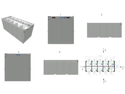 TOILET CABINS 20ft toilet cabin with 9 cubicles CTX209 click to zoom image