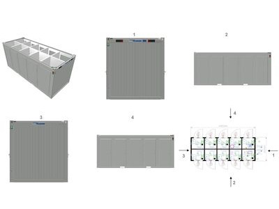 TOILET CABINS 20ft toilet cabin with 10 cubicles CTX2010 click to zoom image