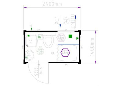 TOILET CABINS 8ft toilet and shower cubicle CTX082 click to zoom image