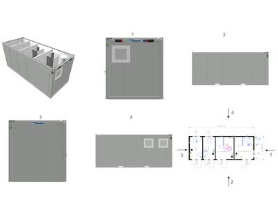 TOILET CABINS 20ft CTX 2 x 2 toilet and shower cubicle click to zoom image