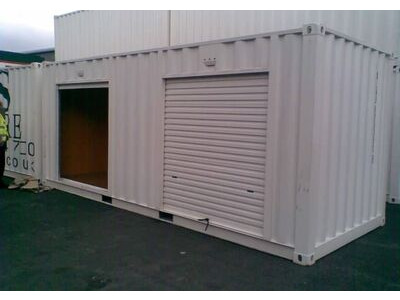 Shipping Container Conversions 20ft personnel door and roller shutter