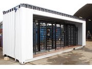 TURNSTILES INSIDE A SHIPPING CONTAINER