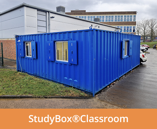 20ft x 24ft StudyBox classroom made from joined shipping containers - case study
