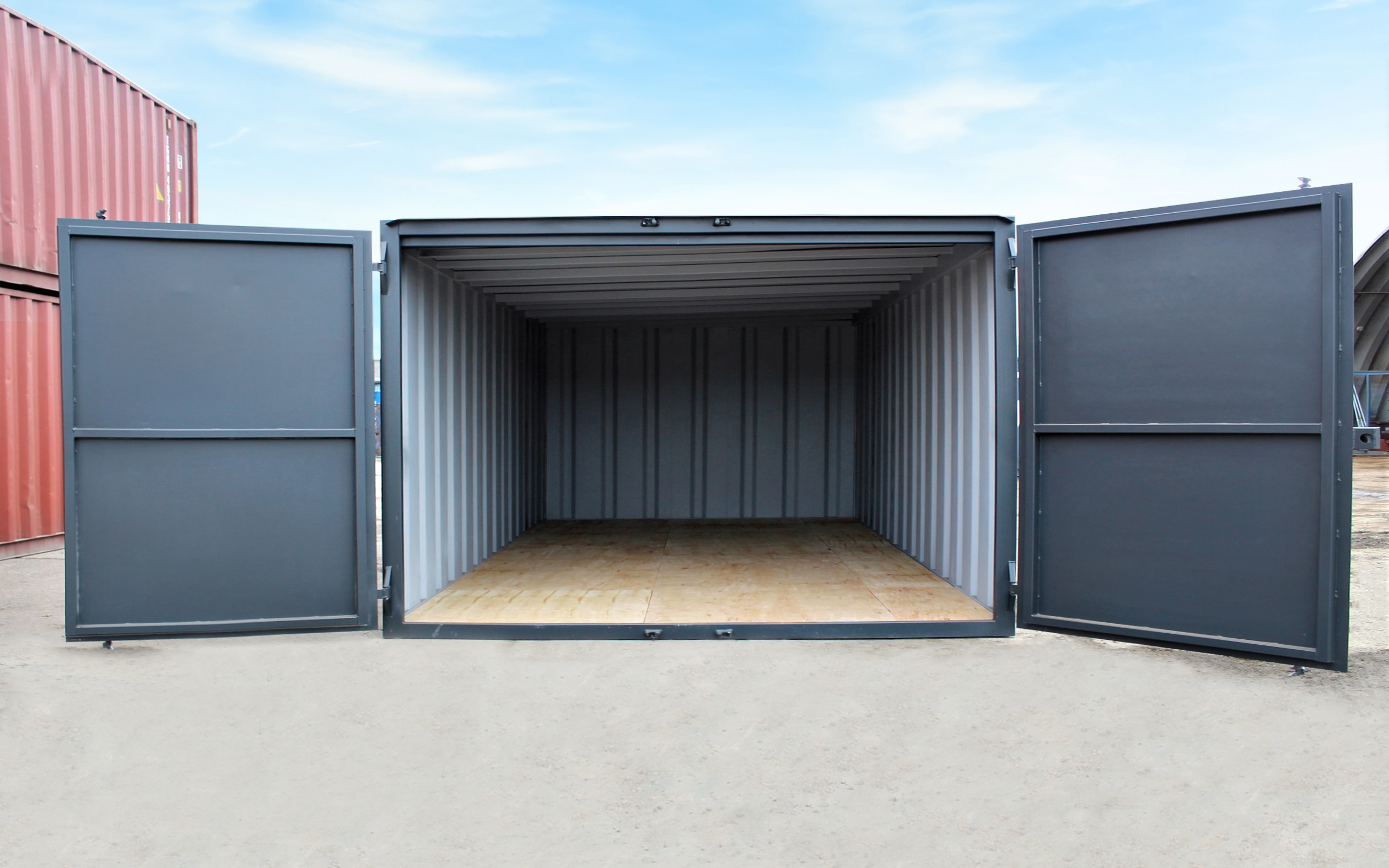 10ft wide extra wide new build shipping container (WideLine) on site